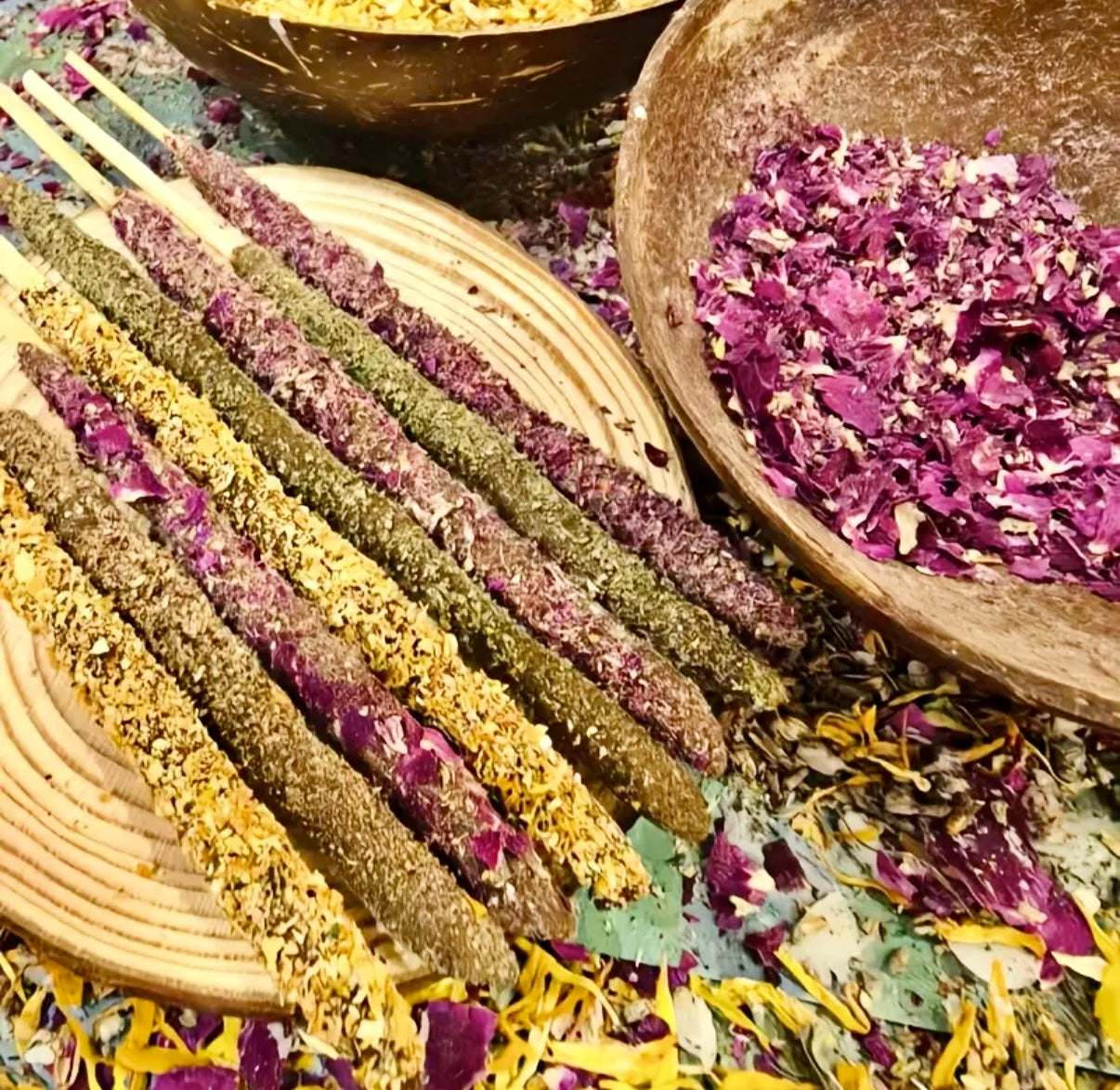 Artisan Hand-Rolled Incense Ritual Sticks – Herbal Infused Set of 8