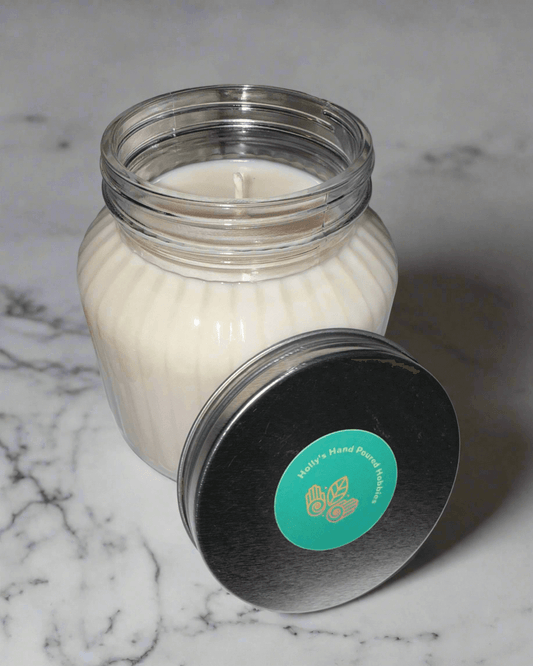 Extra large 24 ounce glass jar candle with the scent Froot Loops.