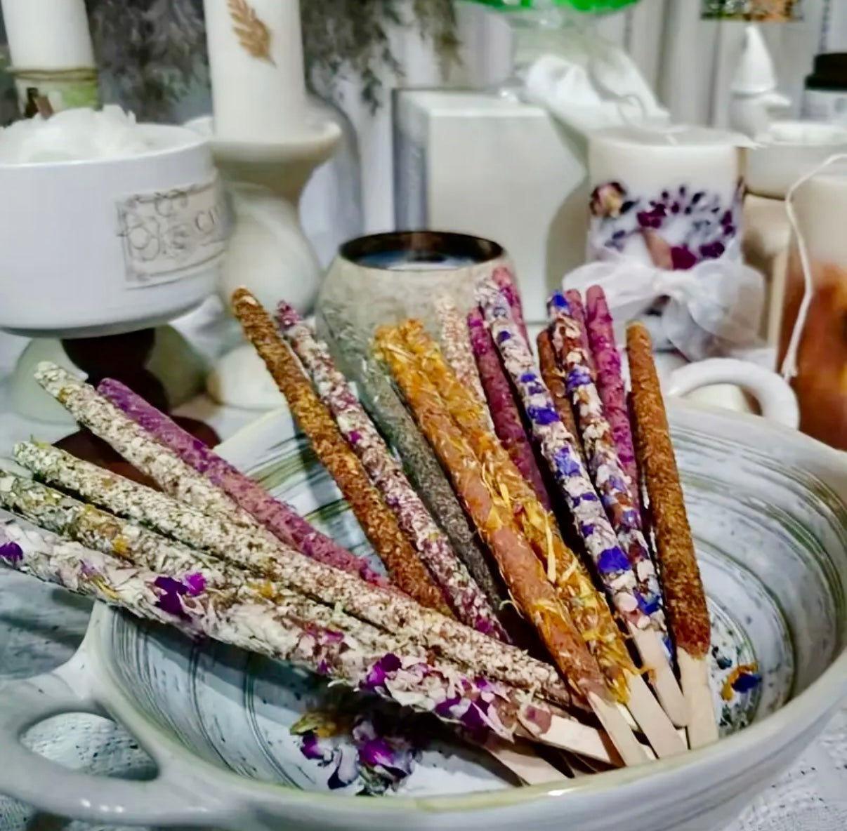 Artisan Hand-Rolled Incense Ritual Sticks – Herbal Infused Set of 8