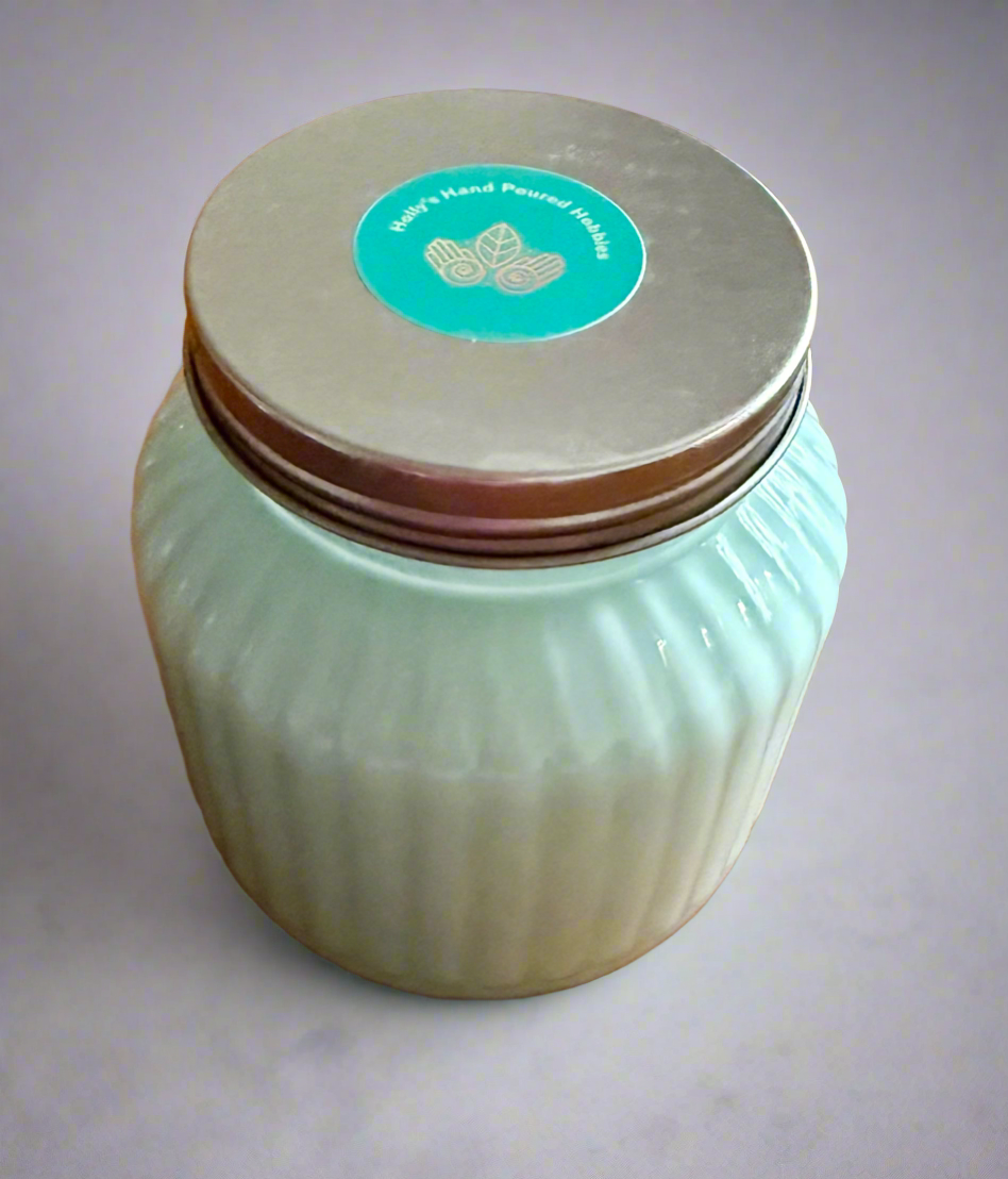Spa Day Scented Large 24 oz Fluted Glass Jar Candle Hollys Artisan Candle Shop