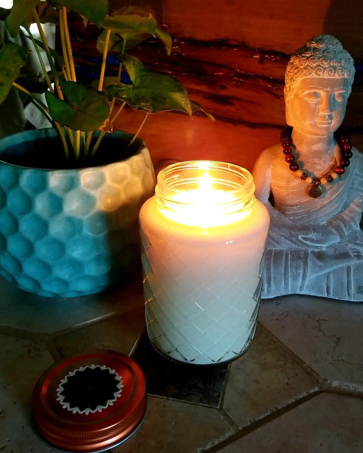 Scented nontoxic soy wax candles made with essential oils.