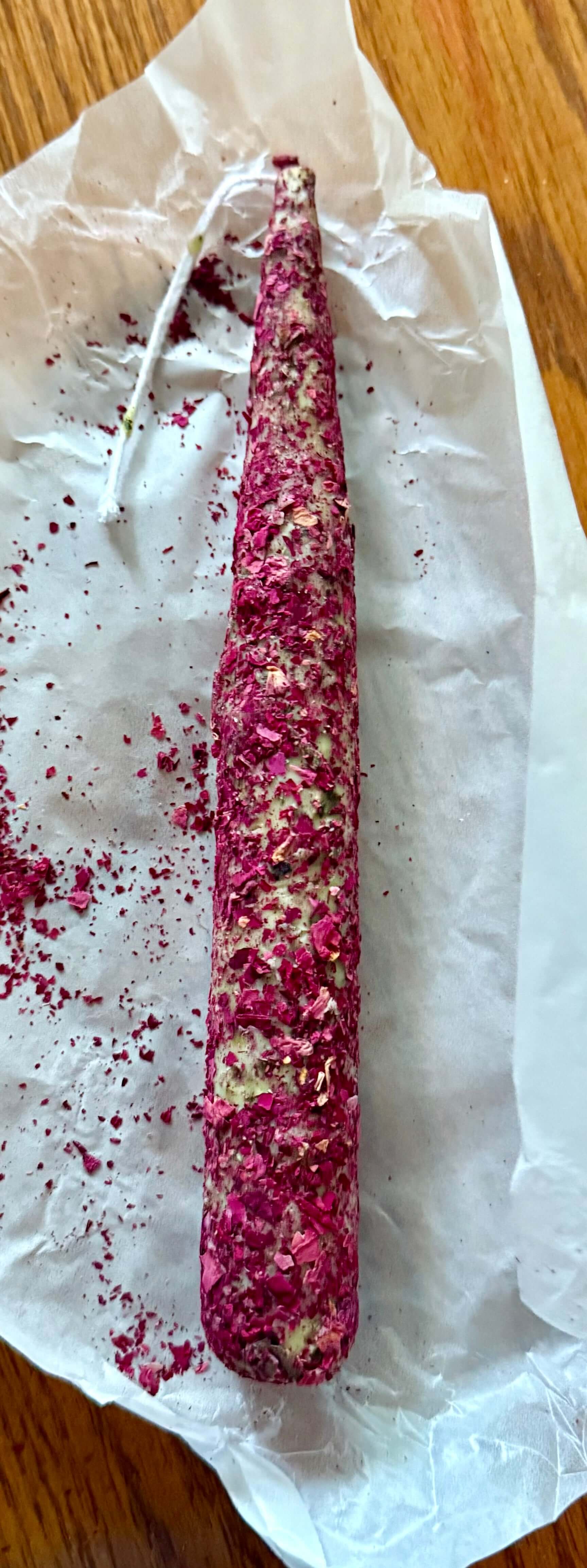 Rose Petal Dressed Ritual Taper Candle – 8” Soy Wax Love & Blessings