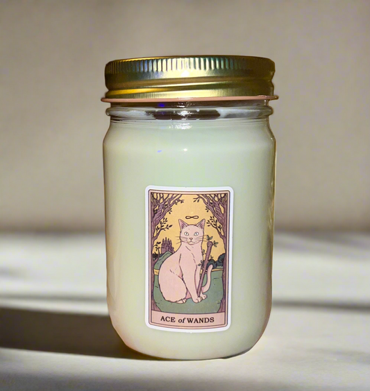 Buy Dry Gin and Cypress scented Tarot Card themed scented soy candles online. Highly scented and long lasting.
