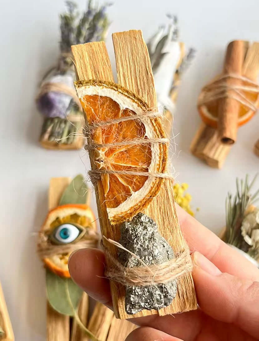Citrus & Pyrite Palo Santo Smudge Bundle – Cleansing & Abundance Stick Hollys Artisan Candle Shop