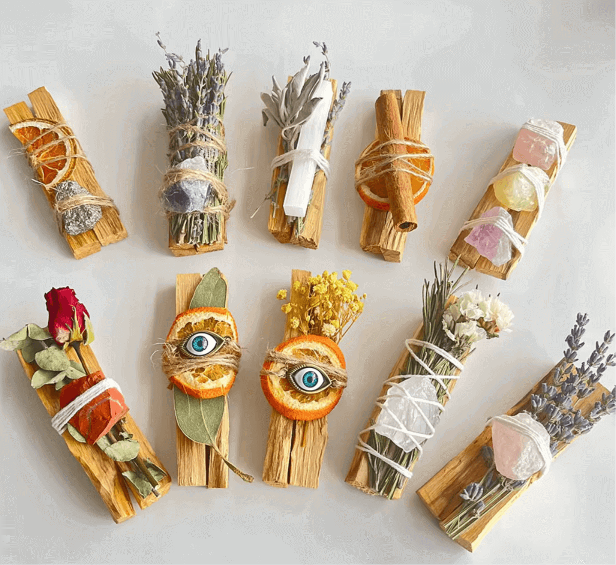 Energy Cleansing Palo Santo, Lavender & Rosemary Smudge Stick with Amethyst Hollys Artisan Candle Shop