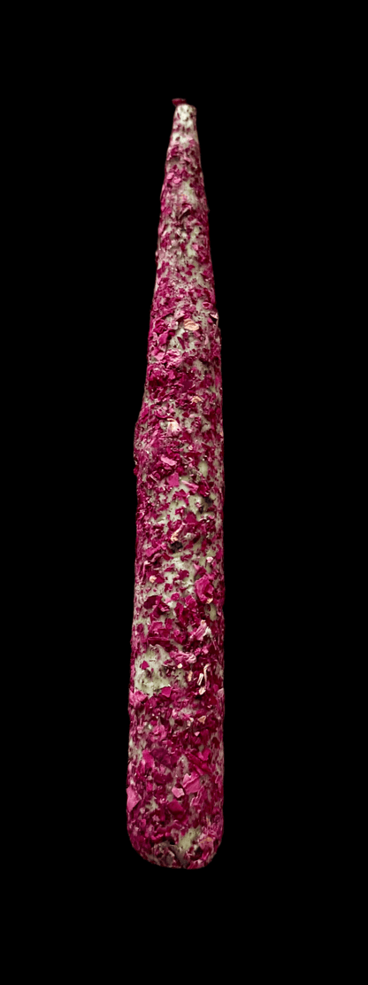 Rose Petal Dressed Ritual Taper Candle – 8” Soy Wax Love & Blessings