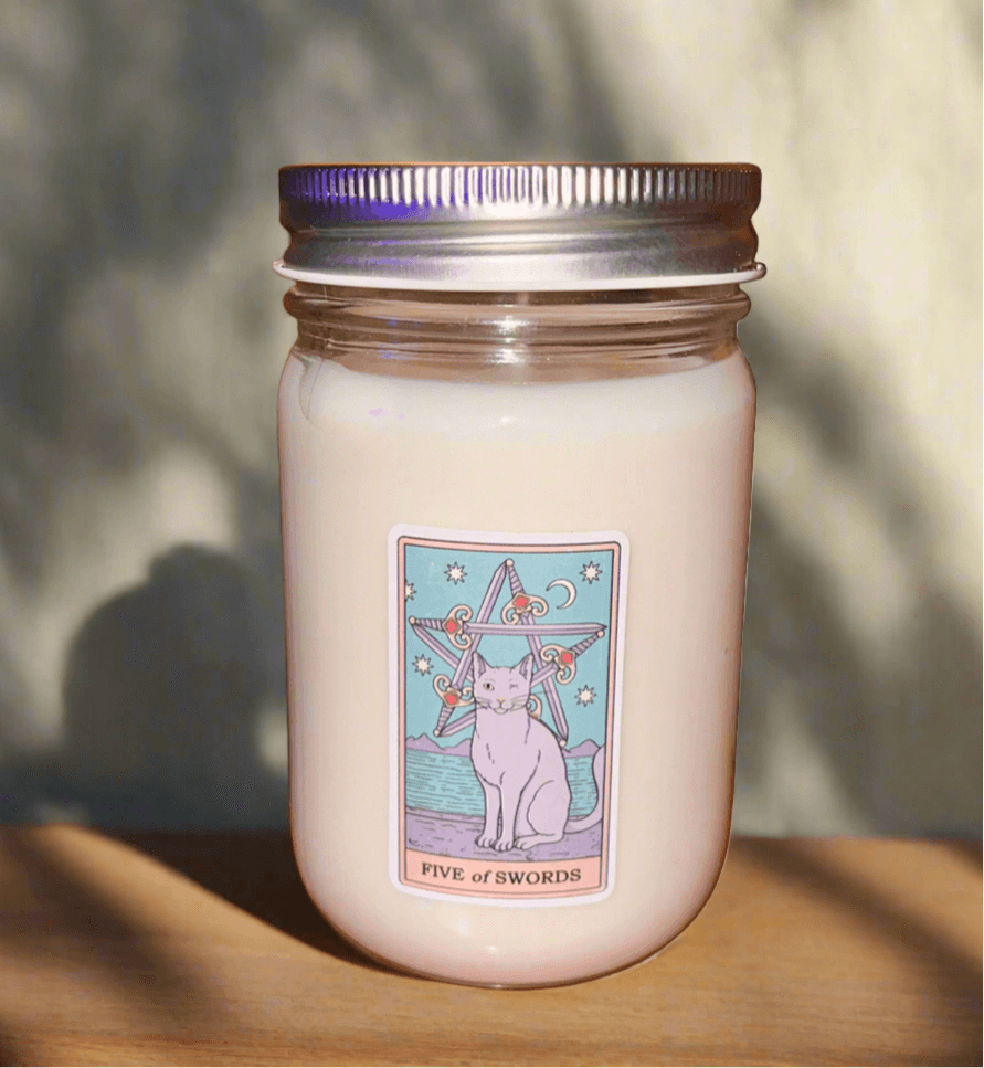 Buy metaphysical tarot card candles online. Scented soy-coco wax blends.