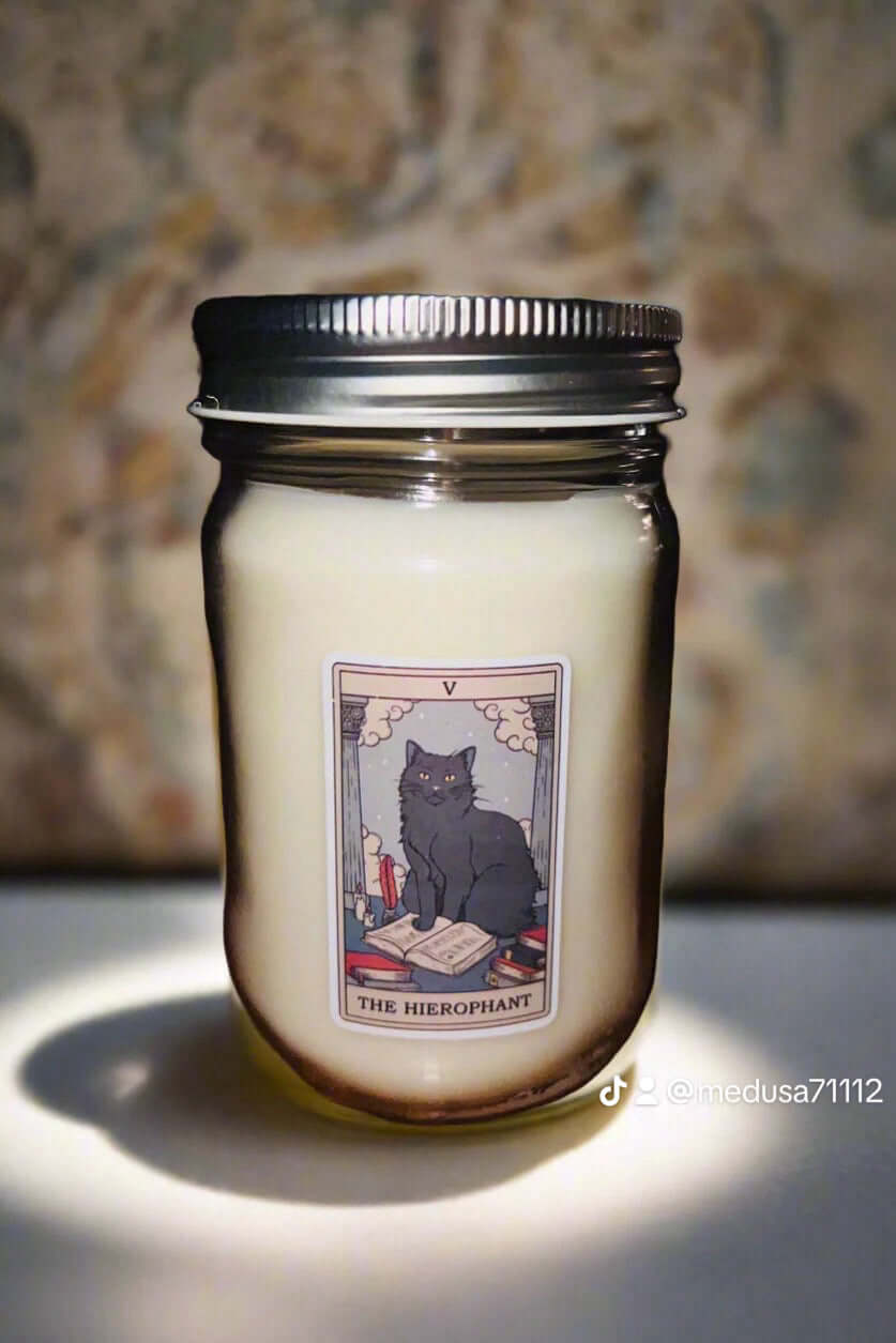 Buy metaphysical tarot card candles online. Scented soy-coco wax blends.