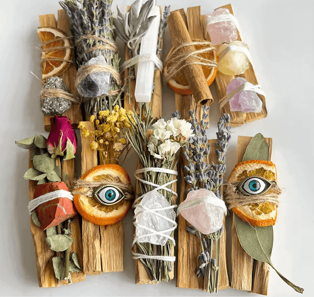 Energy Cleansing Palo Santo, Lavender & Rosemary Smudge Stick with Amethyst Hollys Artisan Candle Shop