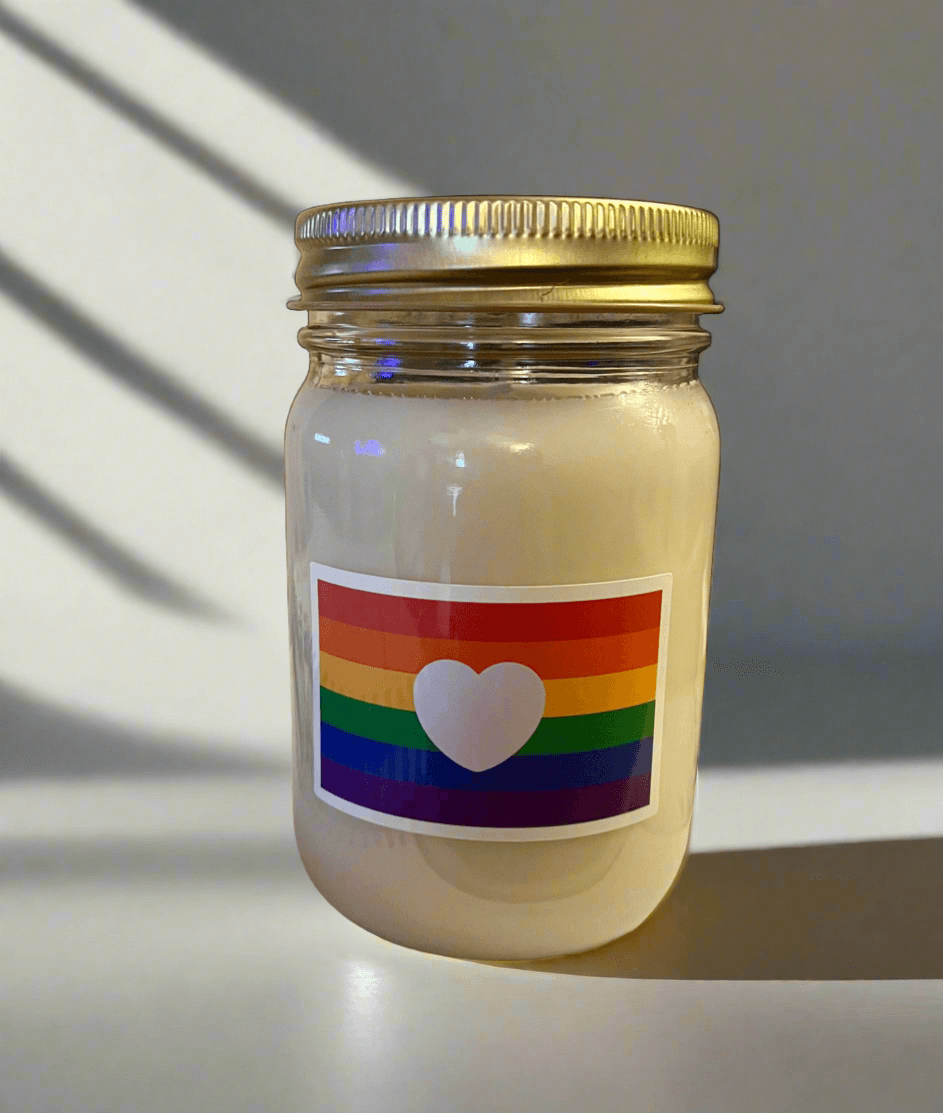 Buy limited edition Pride candles online. Scented soy-coco wax blends.